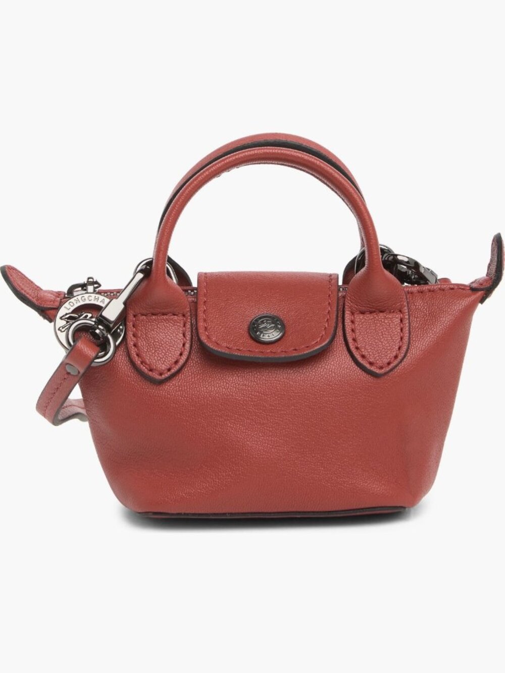 LONGCHAMP Nano Mini Le Pliage Cuir Leather Top Handle Bag CrossBody NWT - Picture 9 of 11